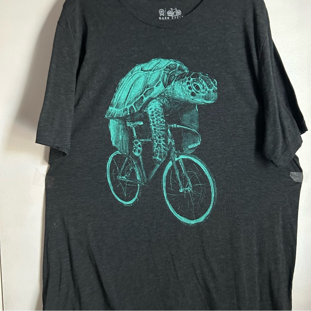 Turtle on Bicycle Graphic T-Shirt - Picture 2 of 5